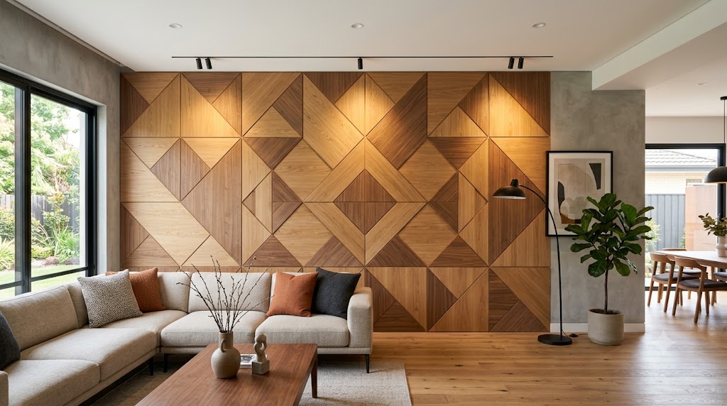 Carved Wood Wall Panel Floral Geometric